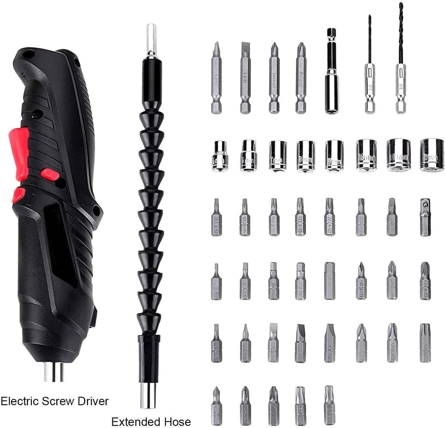 47-Piece Electric Screwdriver Set with LED & Flex Shaft