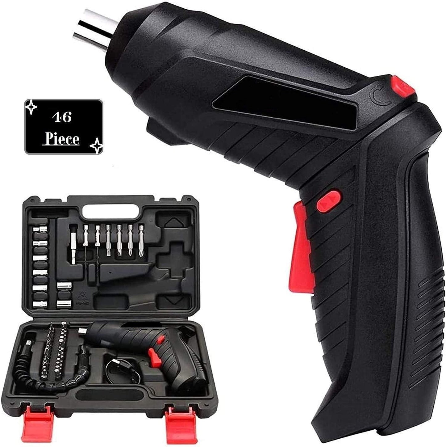 47-Piece Electric Screwdriver Set with LED & Flex Shaft