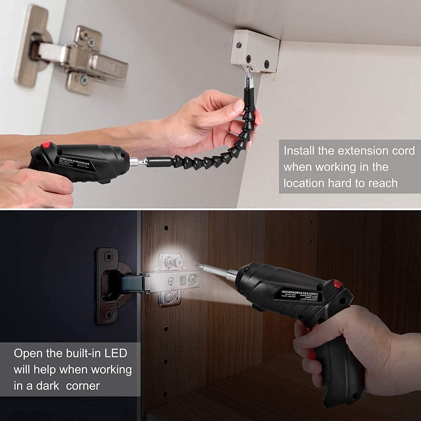 47-Piece Electric Screwdriver Set with LED & Flex Shaft