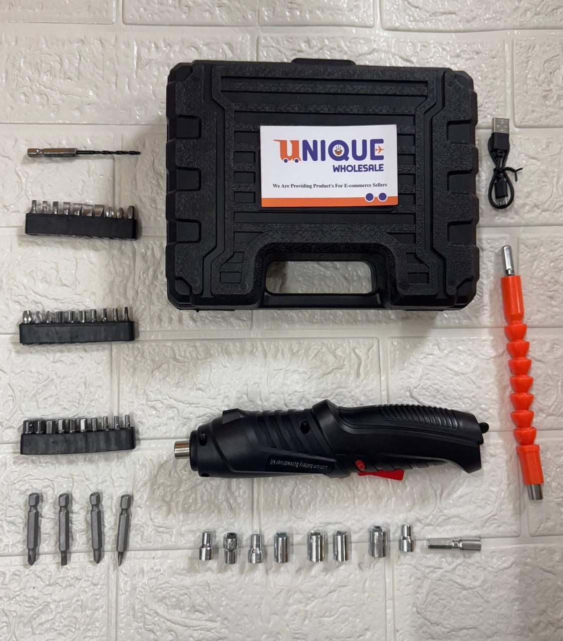 47-Piece Electric Screwdriver Set with LED & Flex Shaft